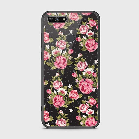 Huawei Y6 Prime 2018 Cover - Floral Series - HQ Ultra Shine Premium Infinity Glass Soft Silicon Borders Case