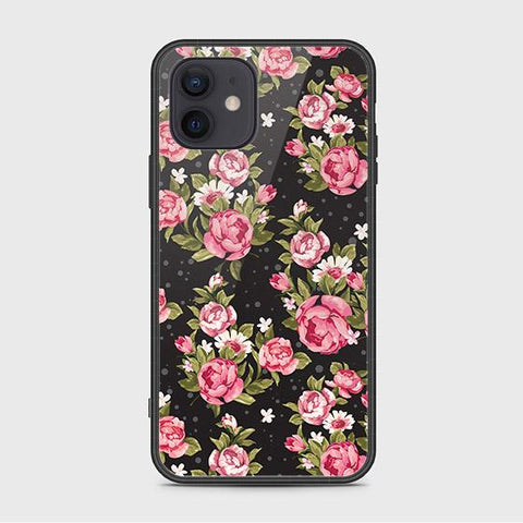 iPhone 12 Mini Cover - Floral Series - HQ Ultra Shine Premium Infinity Glass Soft Silicon Borders Case