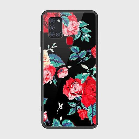 Samsung Galaxy A21s Cover - Floral Series - HQ Ultra Shine Premium Infinity Glass Soft Silicon Borders Case