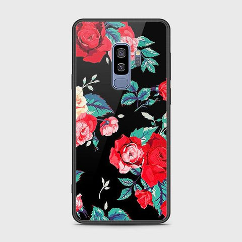 Samsung Galaxy S9 Plus Cover - Floral Series - HQ Ultra Shine Premium Infinity Glass Soft Silicon Borders Case