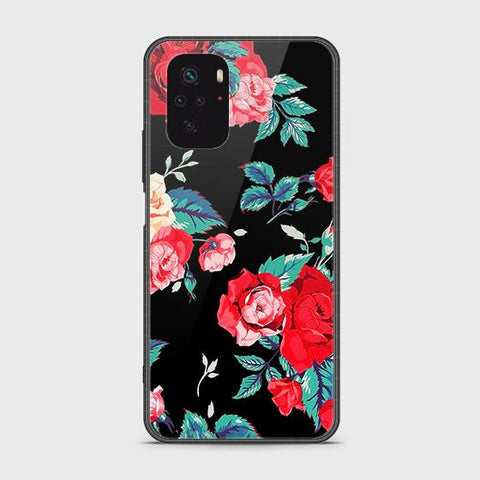 Xiaomi Redmi Note 10S Cover - Floral Series - HQ Ultra Shine Premium Infinity Glass Soft Silicon Borders Case