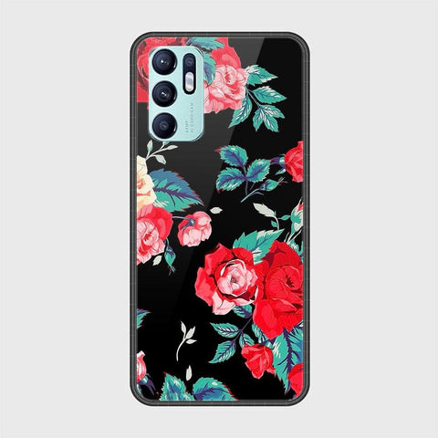 Oppo Reno 6 Cover - Floral Series - HQ Ultra Shine Premium Infinity Glass Soft Silicon Borders Case