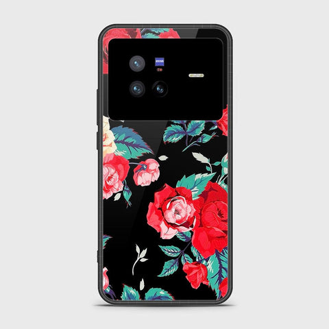 Vivo X80 Cover- Floral Series - HQ Ultra Shine Premium Infinity Glass Soft Silicon Borders Case