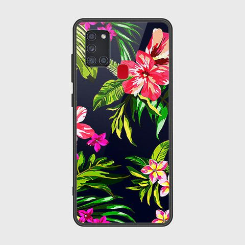 Samsung Galaxy A21s Cover - Floral Series - HQ Ultra Shine Premium Infinity Glass Soft Silicon Borders Case