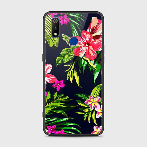 Realme 3i Cover - Floral Series - HQ Ultra Shine Premium Infinity Glass Soft Silicon Borders Case