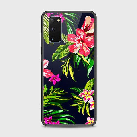 Samsung Galaxy S20 Cover - Floral Series - HQ Ultra Shine Premium Infinity Glass Soft Silicon Borders Case