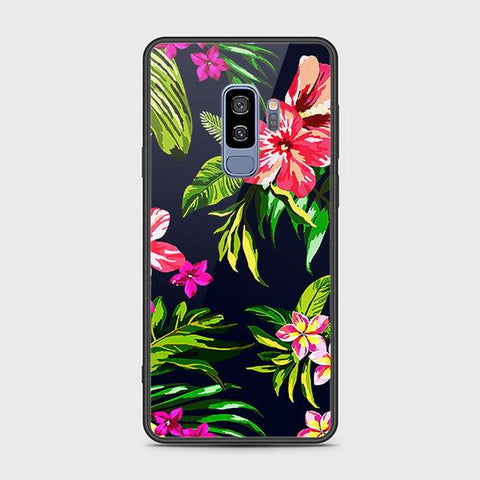 Samsung Galaxy S9 Plus Cover - Floral Series - HQ Ultra Shine Premium Infinity Glass Soft Silicon Borders Case