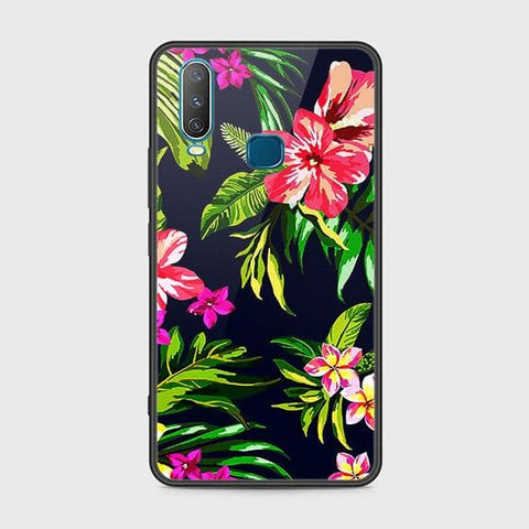 Vivo Y17 Cover - Floral Series - HQ Ultra Shine Premium Infinity Glass Soft Silicon Borders Case