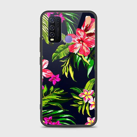 Vivo Y30 Cover - Floral Series - HQ Ultra Shine Premium Infinity Glass Soft Silicon Borders Case