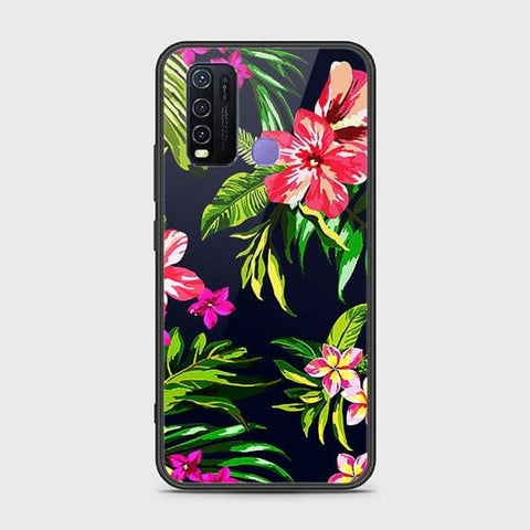 Vivo Y50 Cover - Floral Series - HQ Ultra Shine Premium Infinity Glass Soft Silicon Borders Case