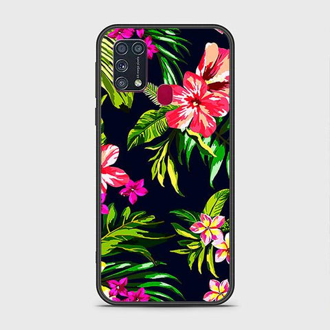 Samsung Galaxy M21 Cover - Floral Series - HQ Ultra Shine Premium Infinity Glass Soft Silicon Borders Case