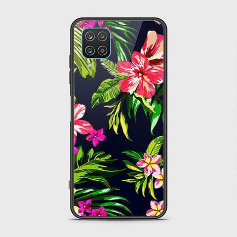 Samsung Galaxy A12 Cover - Floral Series - HQ Ultra Shine Premium Infinity Glass Soft Silicon Borders Case