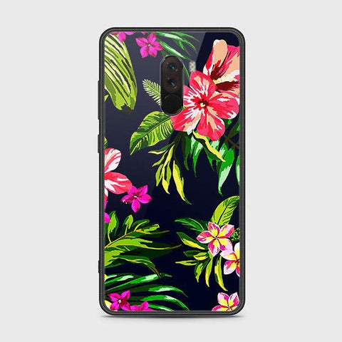 Xiaomi Pocophone F1 Cover - Floral Series - HQ Ultra Shine Premium Infinity Glass Soft Silicon Borders Case