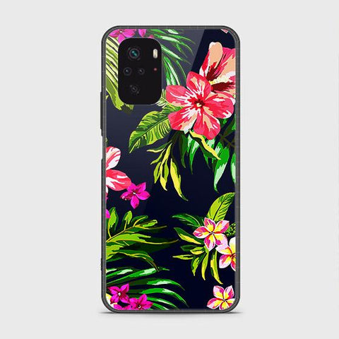 Xiaomi Redmi Note 10S Cover - Floral Series - HQ Ultra Shine Premium Infinity Glass Soft Silicon Borders Case