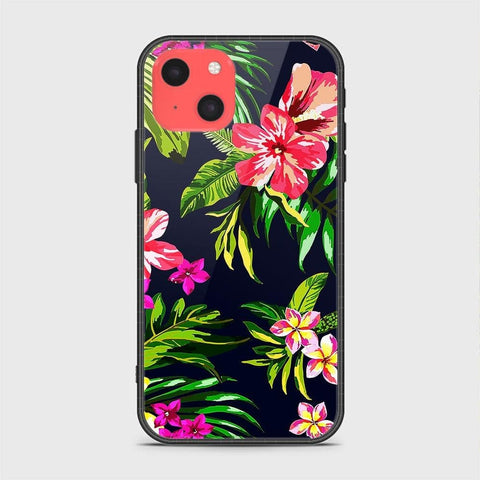 iPhone 13 Mini Cover- Floral Series - HQ Ultra Shine Premium Infinity Glass Soft Silicon Borders Case