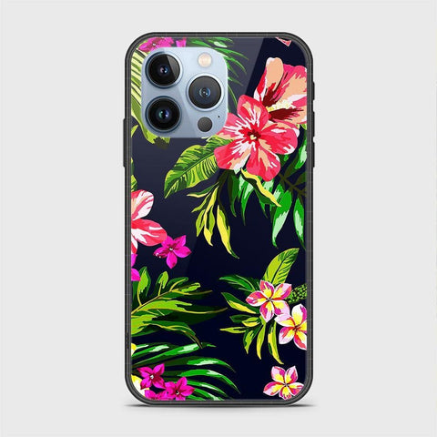 iPhone 13 Pro Max Cover- Floral Series - HQ Ultra Shine Premium Infinity Glass Soft Silicon Borders Case