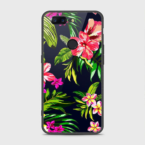 OnePlus 5T Cover- Floral Series - HQ Ultra Shine Premium Infinity Glass Soft Silicon Borders Case