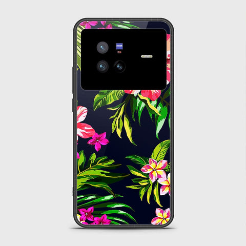 Vivo X80 Cover- Floral Series - HQ Ultra Shine Premium Infinity Glass Soft Silicon Borders Case