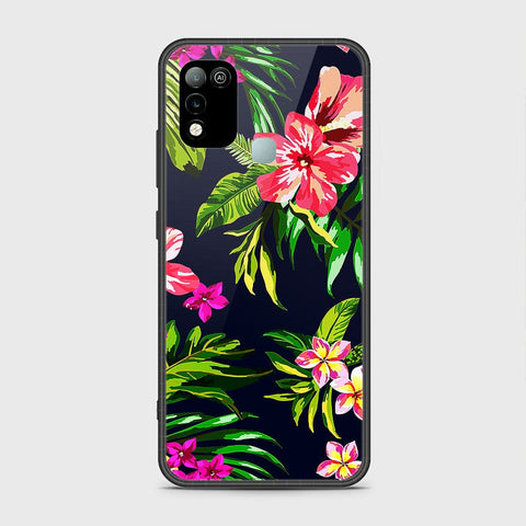 Infinix Hot 10 Play Cover- Floral Series - HQ Ultra Shine Premium Infinity Glass Soft Silicon Borders Case