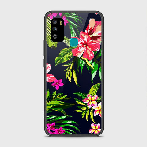 Infinix Hot 9 Play Cover- Floral Series - HQ Ultra Shine Premium Infinity Glass Soft Silicon Borders Case