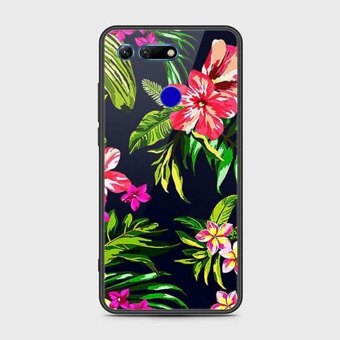 Huawei Honor View 20 Cover - Floral Series - HQ Ultra Shine Premium Infinity Glass Soft Silicon Borders Case