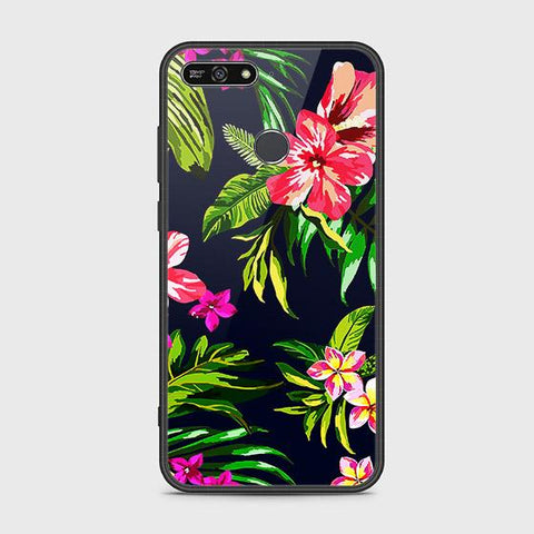 Huawei Y6 Prime 2018 Cover - Floral Series - HQ Ultra Shine Premium Infinity Glass Soft Silicon Borders Case