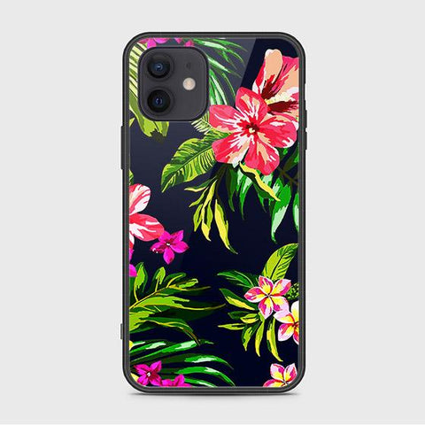 iPhone 12 Cover - Floral Series - HQ Ultra Shine Premium Infinity Glass Soft Silicon Borders Case