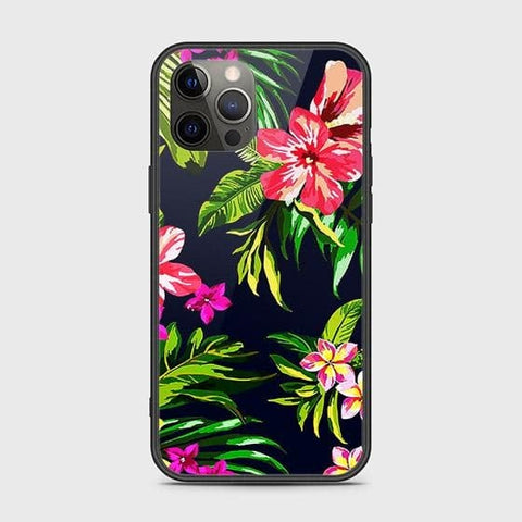 iPhone 12 Pro Cover - Floral Series - HQ Ultra Shine Premium Infinity Glass Soft Silicon Borders Case