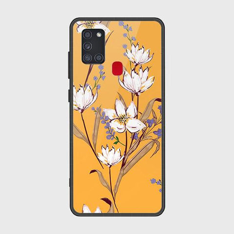 Samsung Galaxy A21s Cover - Floral Series - HQ Ultra Shine Premium Infinity Glass Soft Silicon Borders Case