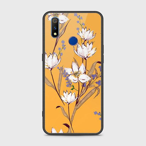 Realme 3i Cover - Floral Series - HQ Ultra Shine Premium Infinity Glass Soft Silicon Borders Case