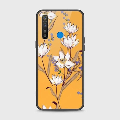 Realme 5 Cover - Floral Series - HQ Ultra Shine Premium Infinity Glass Soft Silicon Borders Case