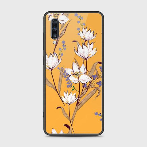 Samsung Galaxy A70 Cover - Floral Series - HQ Ultra Shine Premium Infinity Glass Soft Silicon Borders Case