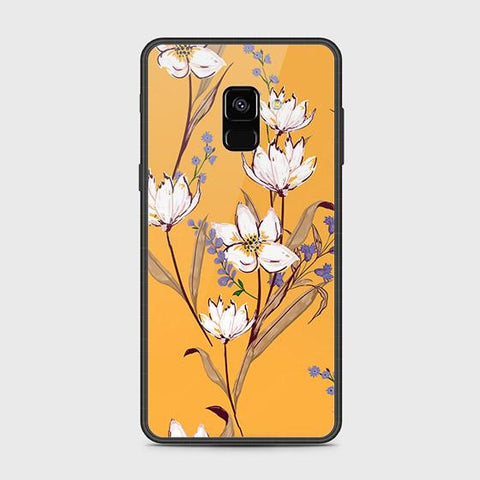 Samsung Galaxy A8 2018 Cover - Floral Series - HQ Ultra Shine Premium Infinity Glass Soft Silicon Borders Case