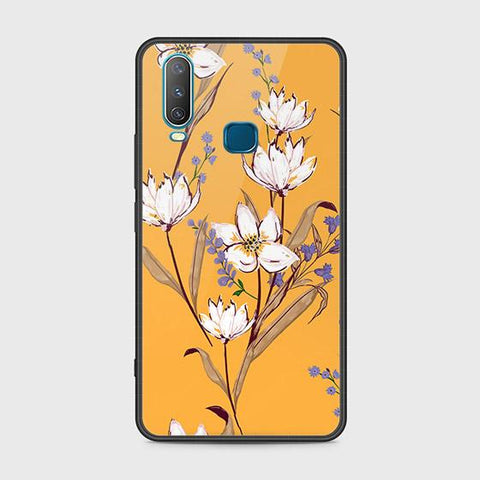 Vivo Y17 Cover - Floral Series - HQ Ultra Shine Premium Infinity Glass Soft Silicon Borders Case