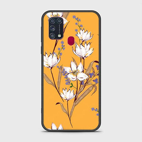 Samsung Galaxy M21 Cover - Floral Series - HQ Ultra Shine Premium Infinity Glass Soft Silicon Borders Case