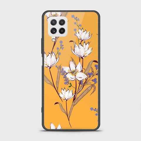 Samsung Galaxy M22 Cover- Floral Series - HQ Ultra Shine Premium Infinity Glass Soft Silicon Borders Case