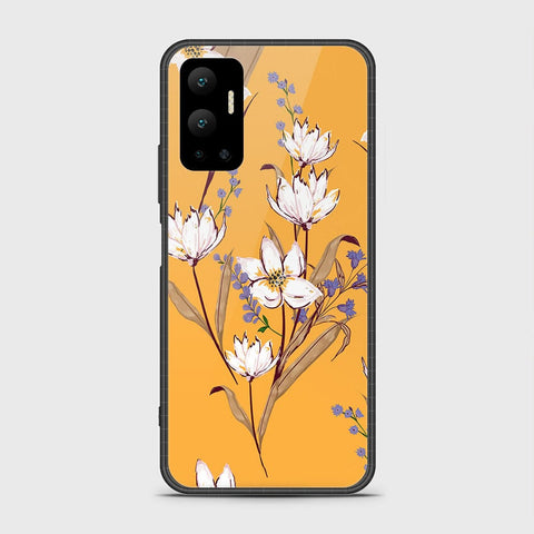 Infinix Hot 12 Cover- Floral Series - HQ Ultra Shine Premium Infinity Glass Soft Silicon Borders Case