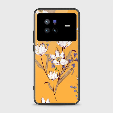 Vivo X80 Cover- Floral Series - HQ Ultra Shine Premium Infinity Glass Soft Silicon Borders Case