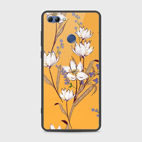 Huawei Y9 2018 Cover - Floral Series - HQ Ultra Shine Premium Infinity Glass Soft Silicon Borders Case