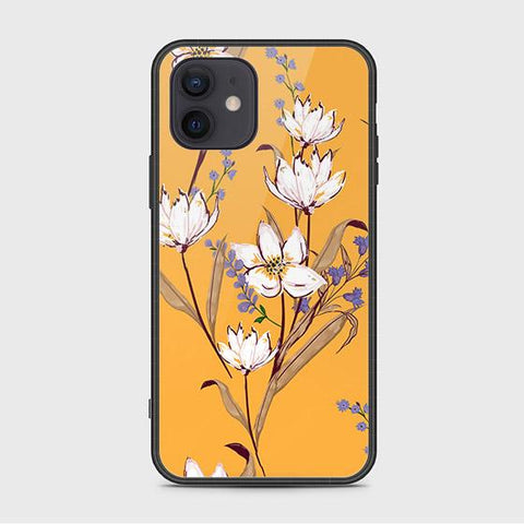 iPhone 12 Cover - Floral Series - HQ Ultra Shine Premium Infinity Glass Soft Silicon Borders Case