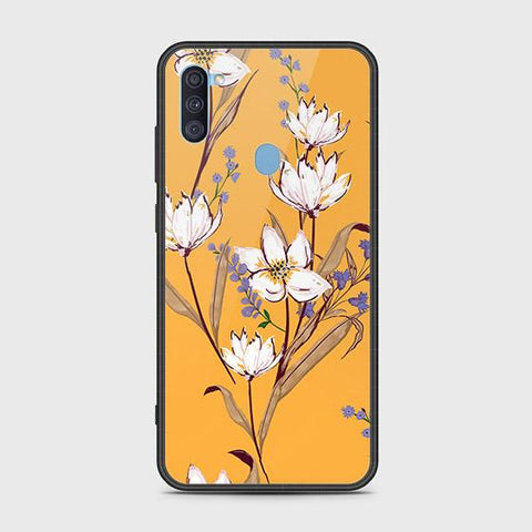 Samsung Galaxy M11 Cover - Floral Series - HQ Ultra Shine Premium Infinity Glass Soft Silicon Borders Case