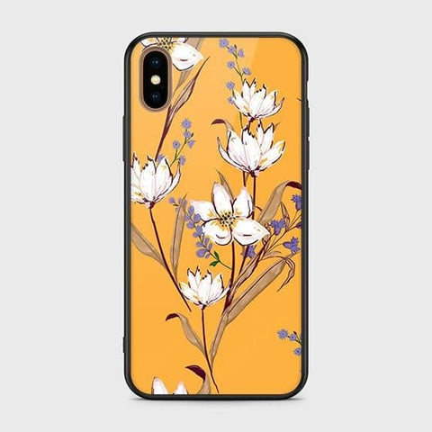 iPhone XS Cover - Floral Series - HQ Ultra Shine Premium Infinity Glass Soft Silicon Borders Case