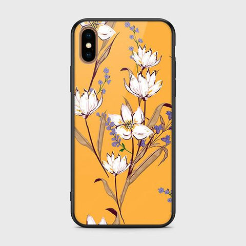 iPhone XS Max Cover - Floral Series - HQ Ultra Shine Premium Infinity Glass Soft Silicon Borders Case