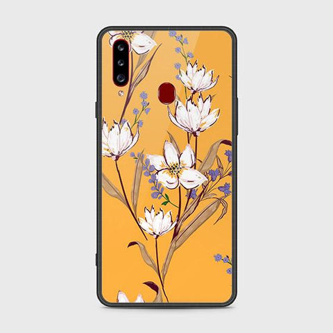 Samsung Galaxy A20s Cover - Floral Series - HQ Ultra Shine Premium Infinity Glass Soft Silicon Borders Case