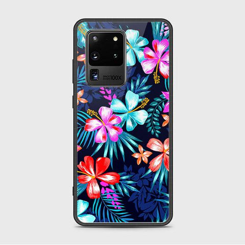 Samsung Galaxy S20 Ultra Cover - Floral Series - HQ Ultra Shine Premium Infinity Glass Soft Silicon Borders Case