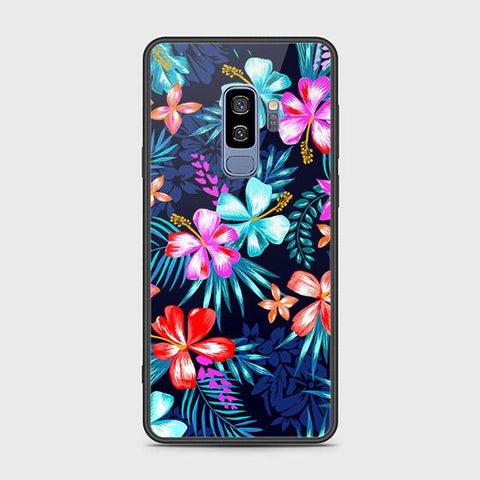 Samsung Galaxy S9 Plus Cover - Floral Series - HQ Ultra Shine Premium Infinity Glass Soft Silicon Borders Case