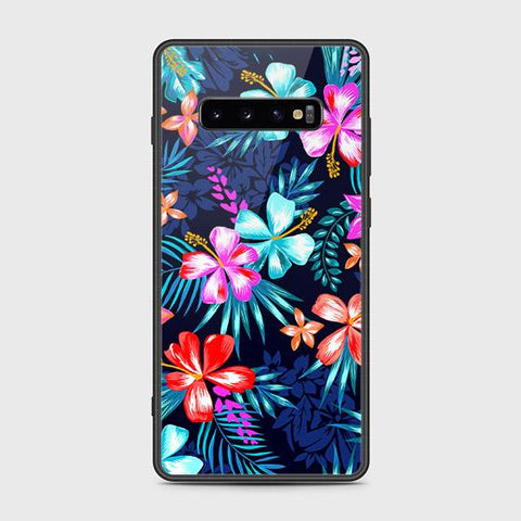 Samsung Galaxy S10 Plus Cover - Floral Series - HQ Ultra Shine Premium Infinity Glass Soft Silicon Borders Case