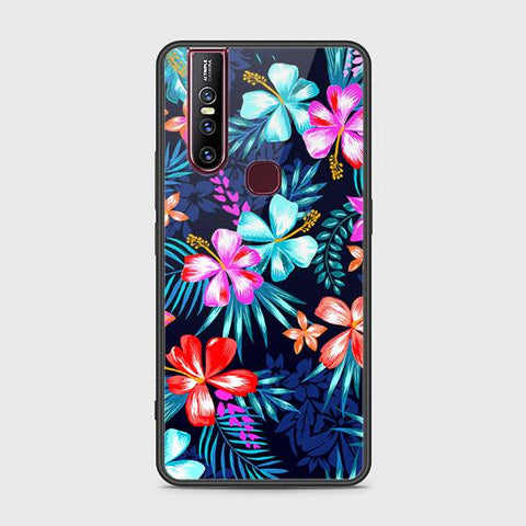 Vivo V15 Cover - Floral Series - HQ Ultra Shine Premium Infinity Glass Soft Silicon Borders Case