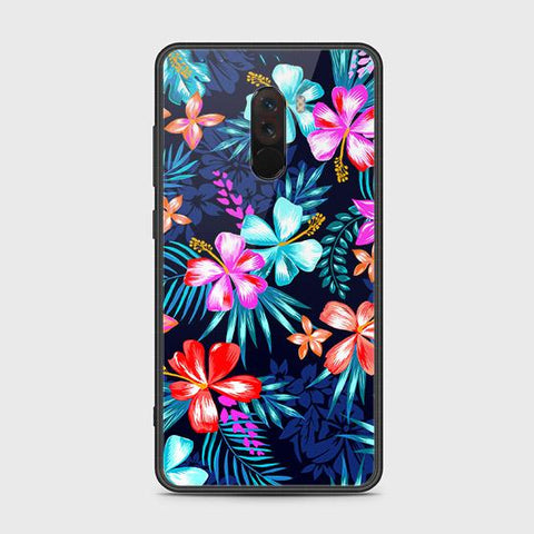 Xiaomi Pocophone F1 Cover - Floral Series - HQ Ultra Shine Premium Infinity Glass Soft Silicon Borders Case