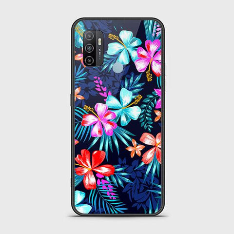 Oppo A53 Cover - Floral Series - HQ Ultra Shine Premium Infinity Glass Soft Silicon Borders Case